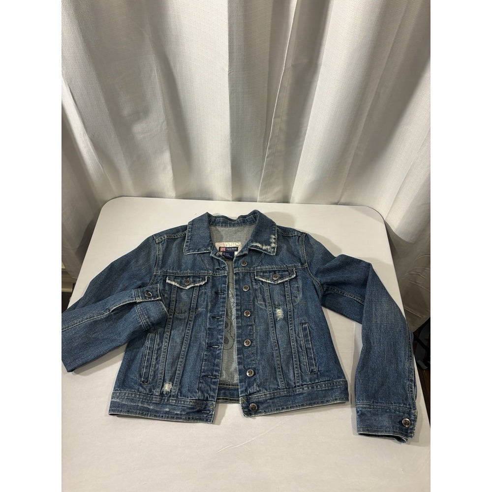 Duck Head Distressed Jean Jacket Medium Wash Trucker Women Size Large 100%Cotton